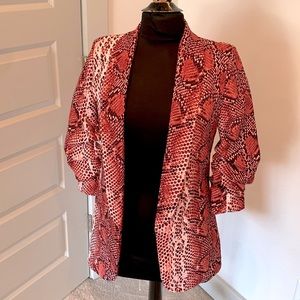 NWT Venti6 Pink Satin Blazer Snakeskin Print Size Small